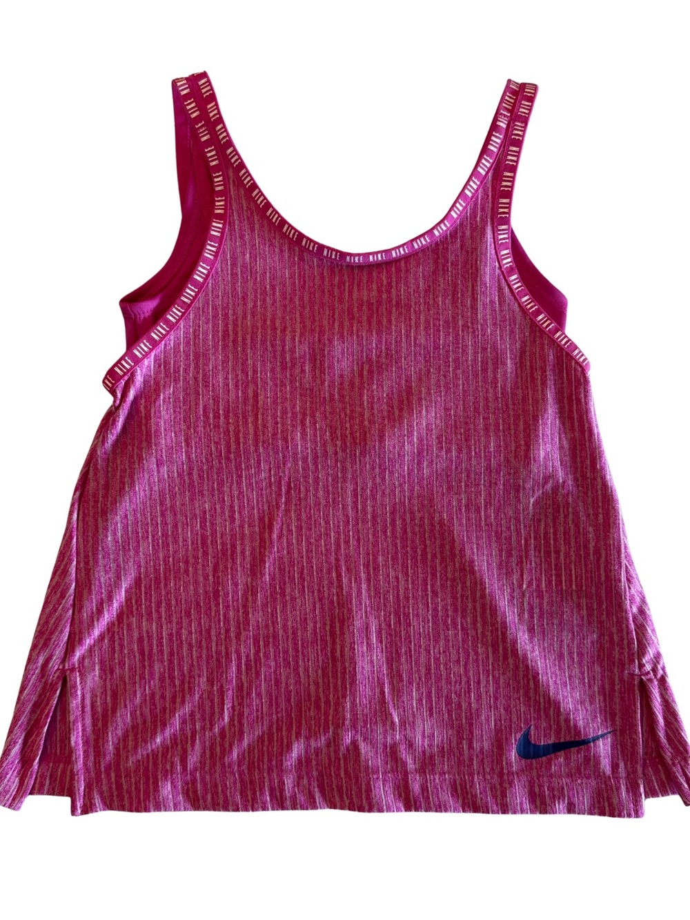 NWT Girls Nike Magenta Striped Racerback Tank with Navy Swoosh